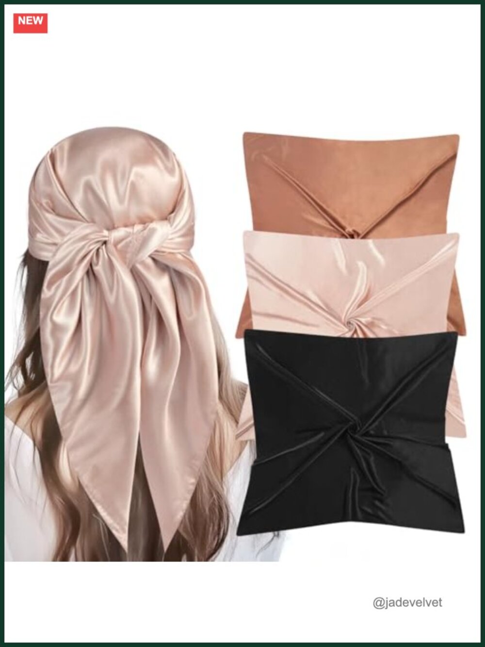 35" Silk Like Satin Square Head Scarf for Women - Large Hair Wraps, Night